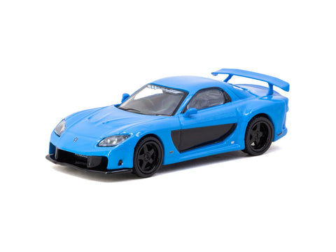 Tarmac Works 1/64 Mazda Rx-7 Veilside Fortune7 Blue Global64 - GT Hobby Store