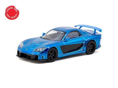 Tarmac Works 1/64 Mazda Rx-7 Veilside Fortune7 Blue Global64 - GT Hobby Store