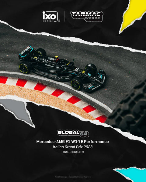 Tarmac Works 1:64 Mercedes - AMG F1 W14 E Performance Italian Grand Prix 2023 44 Lewis Hamilton – Mijo Exclusives – Global64 - GT Hobby Store