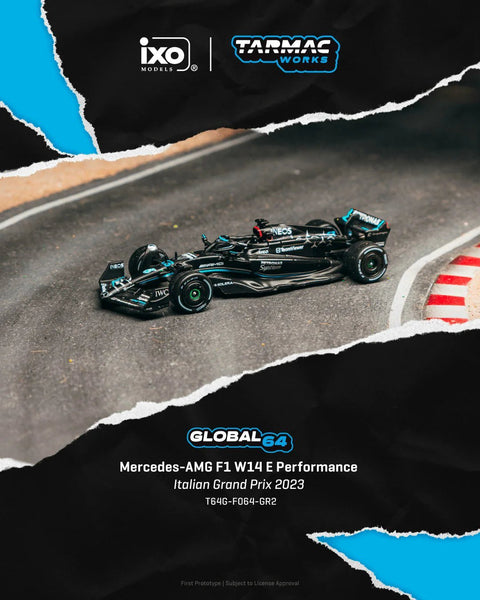 Tarmac Works 1:64 Mercedes - AMG F1 W14 E Performance Italian Grand Prix 2023 George Russell - Mijo Exclusives – Global64 - GT Hobby Store
