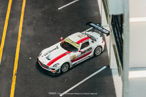 Tarmac Works 1:64 Mercedes - Benz SLS AMG GT3 Macau GT Cup – FIA GT World Cup 2015 Winner Maro Engel with Trading Card - GT Hobby Store