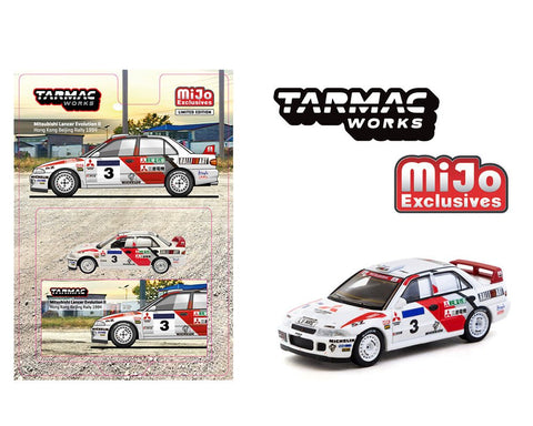 Tarmac Works 1:64 Mitsubishi Lancer Evolution II Hong Kong Beijing Rally 1994 – MiJo Exclusives Limited Edition - GT Hobby Store