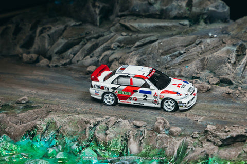 Tarmac Works 1:64 Mitsubishi Lancer Evolution III Hong Kong Beijing Rally 1996 Winner Ari Vatanen / Christian Gilbert – Global64 – Limited Edition - GT Hobby Store