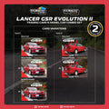 Tarmac Works 1:64 Mitsubishi Lancer GSR Evolution II with 1 Pack Trading Card Included – Red – Global 64 - GT Hobby Store
