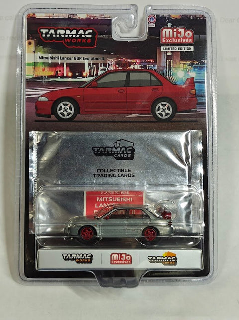 Tarmac Works 1:64 Mitsubishi Lancer GSR Evolution II with 1 Pack Trading Card Included – Red – Global 64 - GT Hobby Store