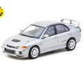 Tarmac Works 1:64 Mitsubishi Lancer GSR Evolution IV with Trading Cards – Silver - GT Hobby Store