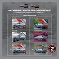 Tarmac Works 1:64 Mitsubishi Lancer GSR Evolution IV with Trading Cards – Silver - GT Hobby Store