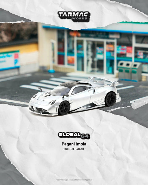 Tarmac Works 1:64 Pagani Imola – Matte Silver – Global64 – MiJo Exclusives Limited Edition - GT Hobby Store