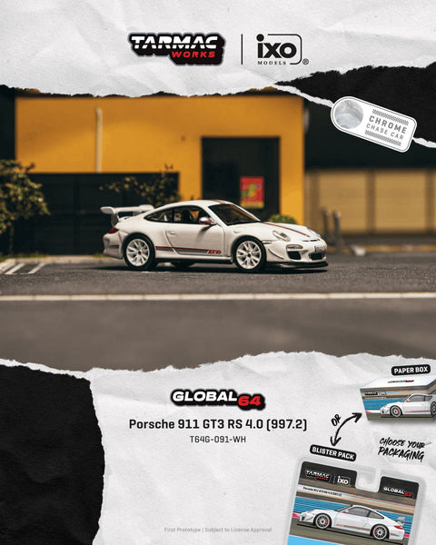 Tarmac Works 1:64 Porsche 911 GT3 RS 4.0 (997.2) – White – IXO Models – Limited Edition - GT Hobby Store