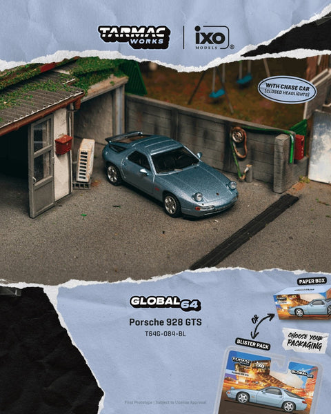 Tarmac Works 1:64 Porsche 928 GTS – Blue Metallic – IXO models – Global64 - GT Hobby Store