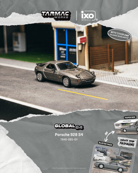 Tarmac Works 1/64 Porsche 928 S4 – Grey Metallic- Global64 - GT Hobby Store