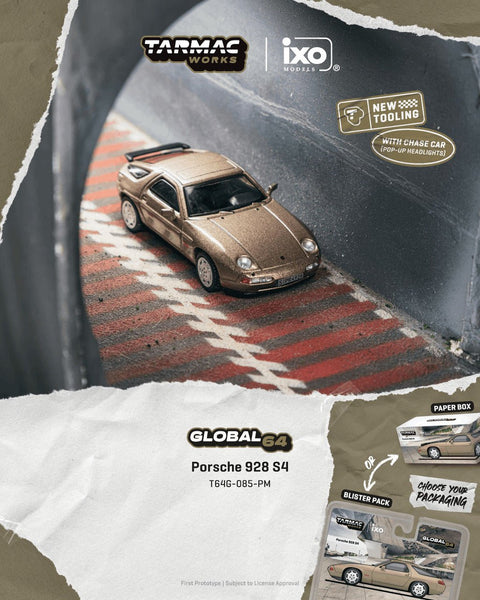 Tarmac Works 1:64 Porsche 928 S4 – Platinum Metallic - Global64 - GT Hobby Store