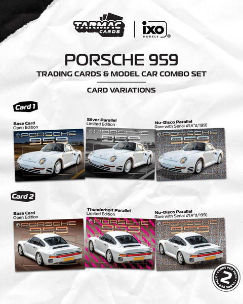 Tarmac Works 1:64 Porsche 959 White Model Car + Trading Cards Combo Set – White – Global64 - GT Hobby Store