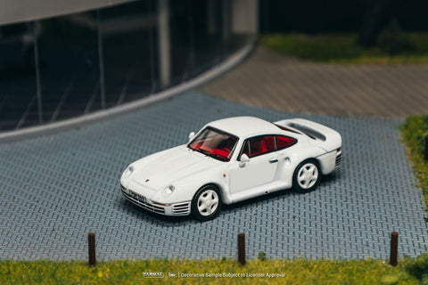Tarmac Works 1:64 Porsche 959 White Model Car + Trading Cards Combo Set – White – Global64 - GT Hobby Store