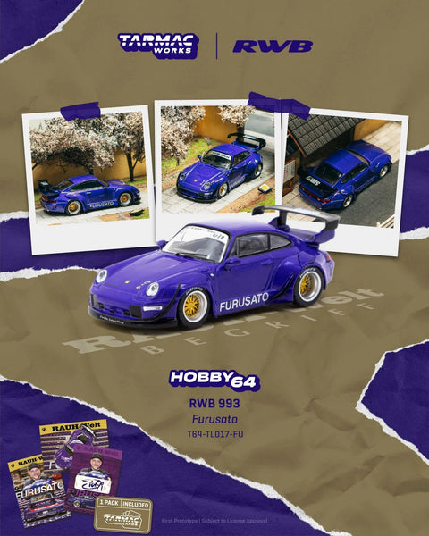 Tarmac Works 1:64 RWB 993 Furusato Model Car + Trading Cards Combo Set - GT Hobby Store