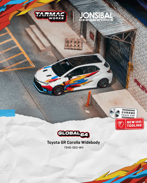 Tarmac Works 1:64 Toyota Corolla Widebody Jon Sibal – White – Global64 – MiJo Exclusives Limited Edition - GT Hobby Store