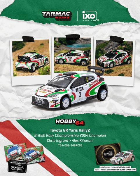 Tarmac Works 1/64 Toyota GR Yaris Rally2 British Rally Championship 2024 Champion Chris Ingram / Alex Kihurani with Trading Card – Hobby64 - GT Hobby Store
