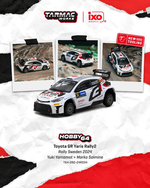 Tarmac Works 1:64 Toyota GR Yaris Rally2 Rally Sweden 2024 Yuki Yamamoto / Marko Salminen – Hobby64 - GT Hobby Store