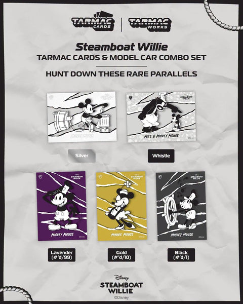 Tarmac Works 1/64 Toyota Sprinter Trueno AE86 Widebody by Jon Sibal Mickey & Friends Steamboat Willie - Model Car + Tarmac Cards Combo Set - GLOBAL64 - GT Hobby Store