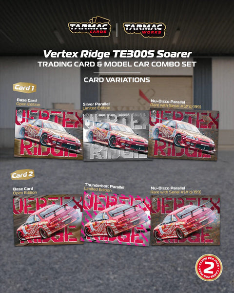 Tarmac Works 1/64 Vertex Ridge TE3005 Soarer Model Car + Trading Cards Combo Set Global64 - GT Hobby Store