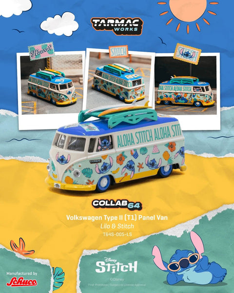 Tarmac Works 1/64 Volkswagen Type II (T1) Panel Van Lilo & Stitch - GT Hobby Store