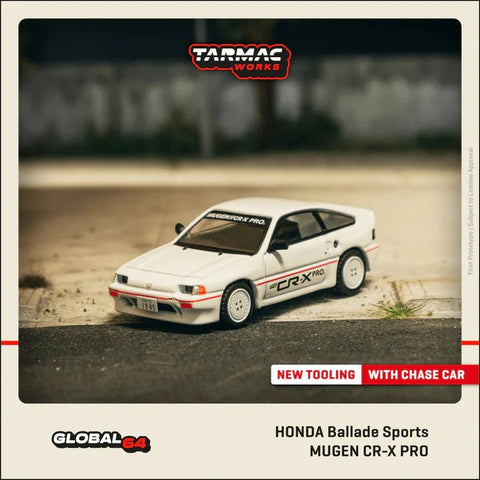 Tarmac Works Global64 1/64 Honda Ballade Sports Mugen CR-X Pro White - GT Hobby Store