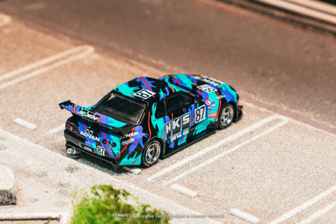 Tarmac Works GLOBAL64 1/64 Nissan Skyline (R32) Widebody HKS Model Car + Trading Cards Combo Set - GT Hobby Store