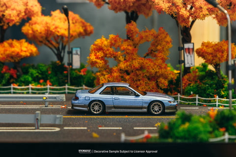 Tarmac Works GLOBAL64 1/64 VERTEX Nissan Silvia (S13) Blue / Grey - GT Hobby Store
