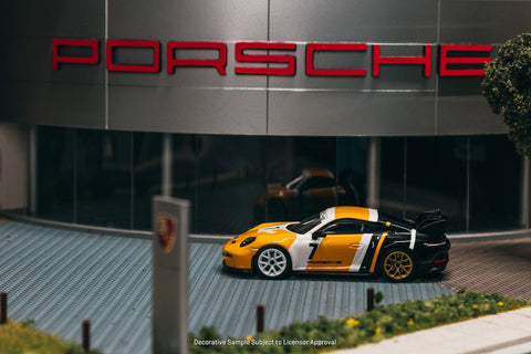 Tarmac Works x Minichamps 1/64 Porsche GT3RS (992) – Yellow Black – Showcase - GT Hobby Store