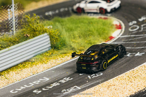 Tarmac Works x Minichamps 1:64 Porsche GT3RS (992.2) MR – Black Yellow – Showcase – Limited Edition - GT Hobby Store