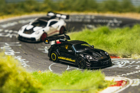 Tarmac Works x Minichamps 1:64 Porsche GT3RS (992.2) MR – Black Yellow – Showcase – Limited Edition - GT Hobby Store
