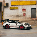 Tarmac Works x Minichamps 1:64 Porsche GT3RS (992.2) MR – White Red- Showcase – Limited Edition - GT Hobby Store
