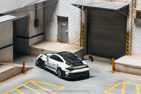 Tarmac Works x Minichamps 1/64 Porsche GT3RS(992.1) MR White Green – Showcase - GT Hobby Store