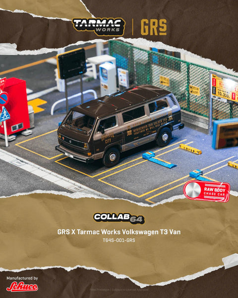 Tarmac Works x Schuco 1:64 GRSX Volkswagen T3 Van – Brown – Gollab64 – Special Edition - GT Hobby Store