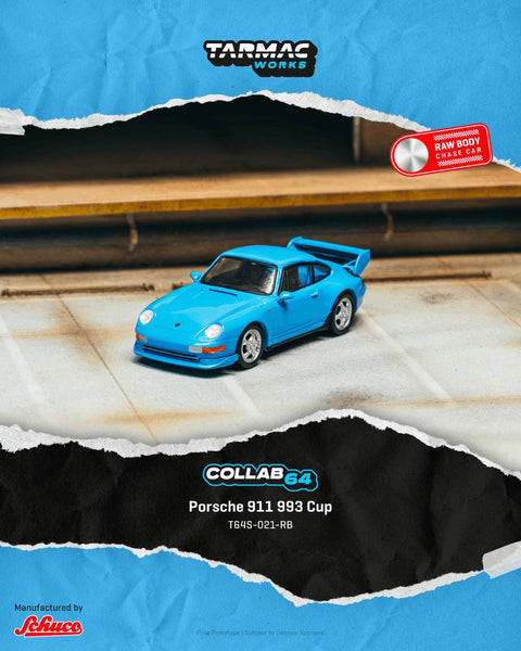 Tarmac Works x Schuco 1:64 Porsche 911 993 Cup – Riviera blue - Collab64 - GT Hobby Store