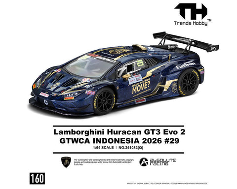 Trends Hobby 1:64 Lamborghini Huracan GT3 EVO2 29 GTWCA Indonesia 2026 - GT Hobby Store