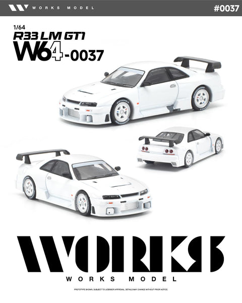 Works 1/64 R33 LM 1995 GT1 White - GT Hobby Store