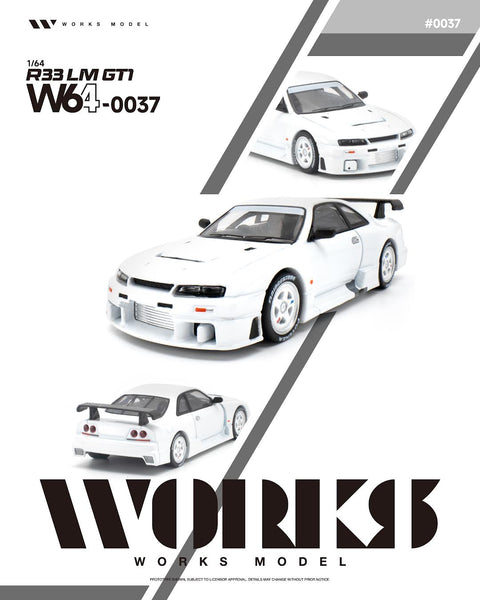 Works 1/64 R33 LM 1995 GT1 White - GT Hobby Store