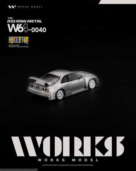 Works 1/64 R33 Raw Metal (Hong Kong Toycar Salon 2026) - GT Hobby Store